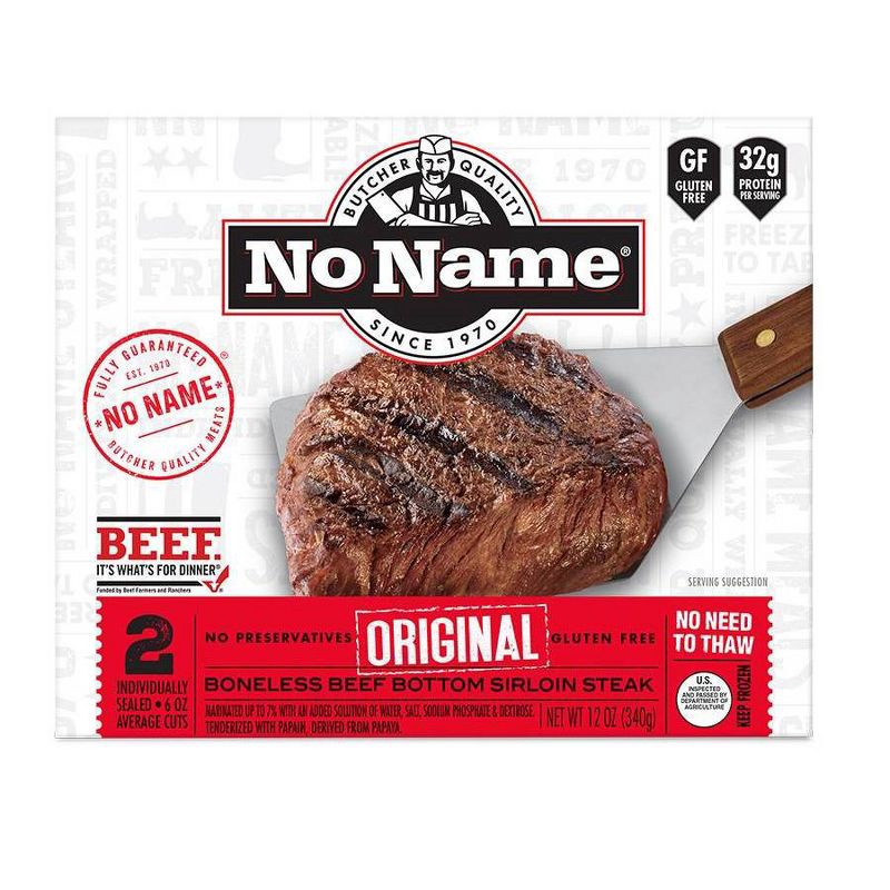 slide 1 of 3, No Name Original Sirloin Steaks - Frozen - 12oz/2ct, 2 ct; 12 oz