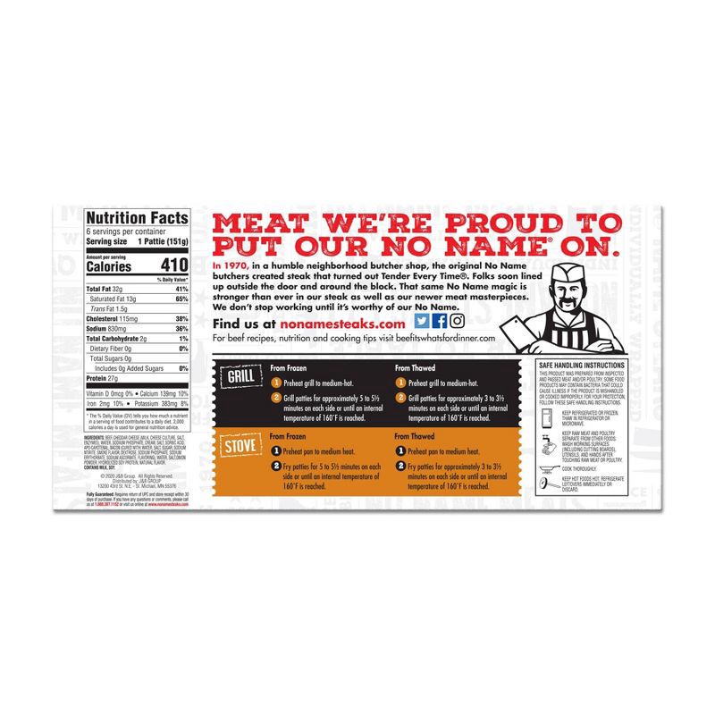 slide 2 of 3, No Name Bacon Cheddar Burger Patties - Frozen - 24oz/6ct, 6 ct; 24 oz