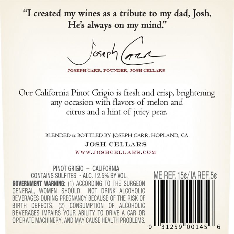 slide 9 of 11, Josh Cellars Josh Pinot Grigio White Wine - 750ml Bottle, 750 ml