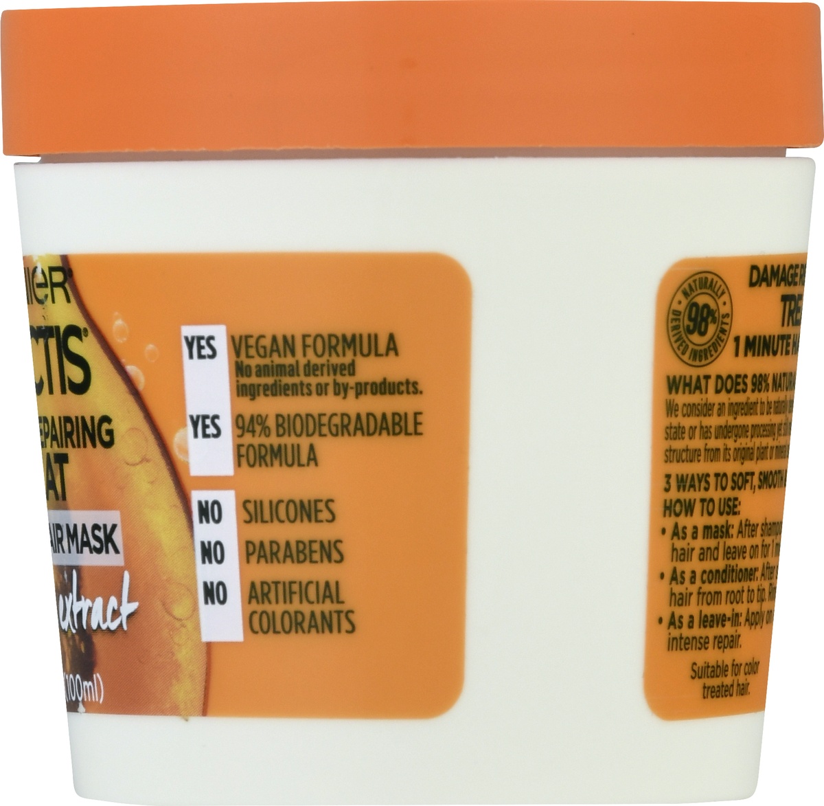 slide 8 of 9, Garnier Damage Repairing Treat Papaya Extract Hair Mask, 3.4 fl oz