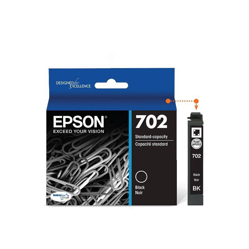 slide 5 of 7, Epson 702 Single Ink Cartridge - Black (T702120-CP), 1 ct