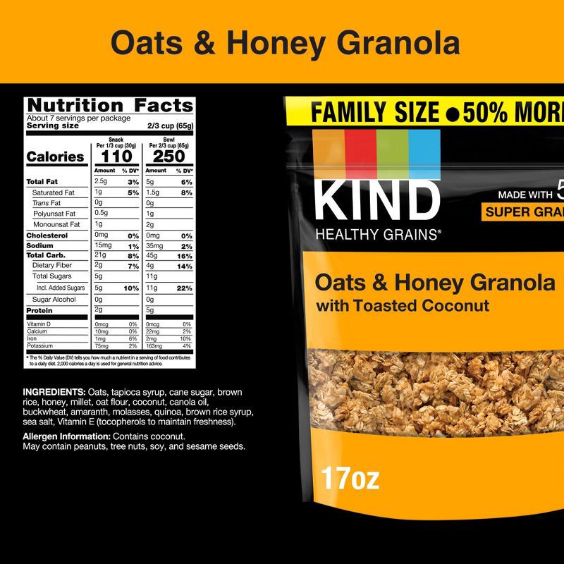 slide 3 of 9, KIND Oats & Honey Clusters Granola - 17oz, 17 oz