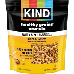 KIND Oats & Honey Clusters Granola - 17oz: No Certified Synthetic Colors, Coconut