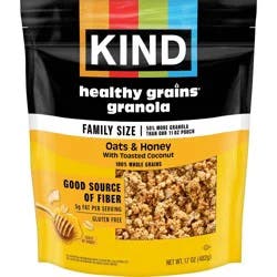 KIND Oats & Honey Clusters Granola - 17oz: No Certified Synthetic Colors, Coconut