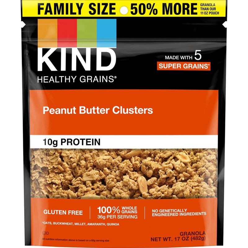 slide 2 of 7, KIND Peanut Butter Whole Grain Clusters Granola - 17oz, 17 oz