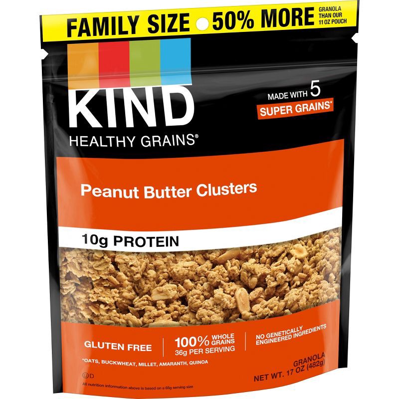 slide 3 of 7, KIND Peanut Butter Whole Grain Clusters Granola - 17oz, 17 oz