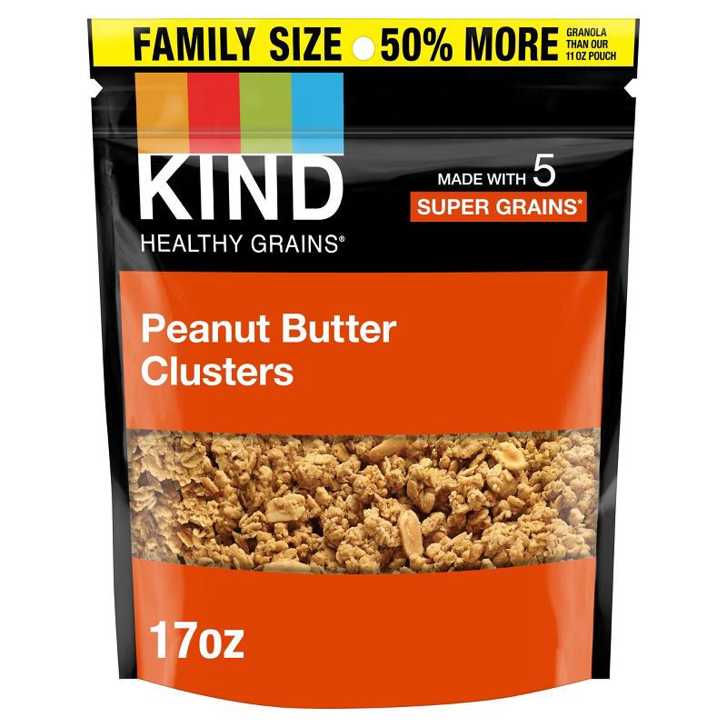 slide 1 of 7, KIND Peanut Butter Whole Grain Clusters Granola - 17oz, 17 oz