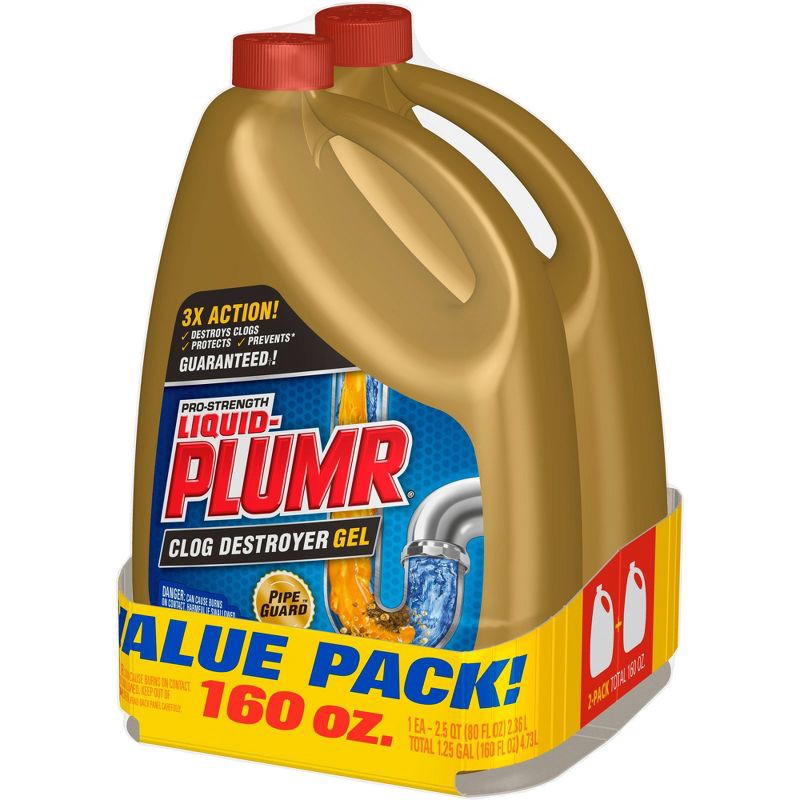 slide 4 of 10, Liquid-Plumr Pro-Strength Full Clog Destroyer Plus PipeGuard - 80 fl oz/2ct, 80 fl oz, 2 ct