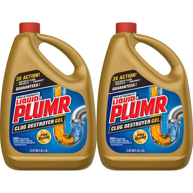 slide 9 of 10, Liquid-Plumr Pro-Strength Full Clog Destroyer Plus PipeGuard - 80 fl oz/2ct, 80 fl oz, 2 ct