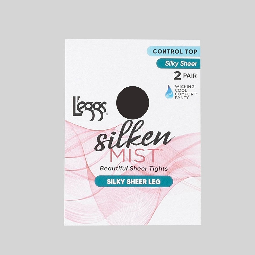 L'eggs Silken Mist Women's Ultra Sheer Run Resistant 2pk Pantyhose - Black  Mist B 2 ct