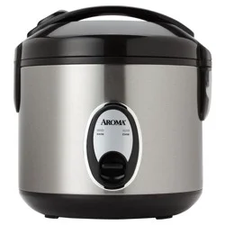 Aroma 8 Cup Rice Cooker Stainless Steel ARC-904SB: Digital Rice Maker, Automatic Shut-Off, Reheat & Steam Functions