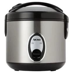 Aroma 8 Cup Rice Cooker Stainless Steel ARC-904SB: Digital Rice Maker, Automatic Shut-Off, Reheat & Steam Functions