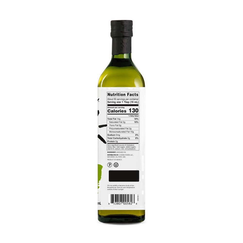 slide 39 of 65, Chosen Foods 100% Pure Avocado Oil 25.4 fl oz, 25.4 fl oz