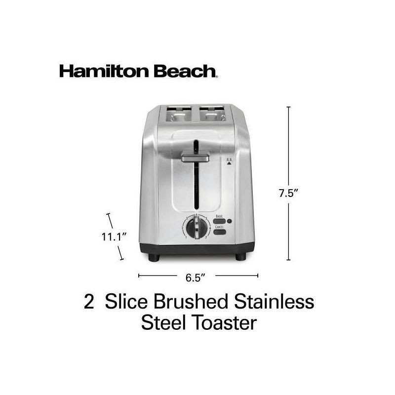 slide 9 of 11, Hamilton Beach 2 Slice Toaster - Stainless Steel: Bagel & Bread Toaster, High-Lift, Adjustable Browning, Kitchen Deals, 1 ct