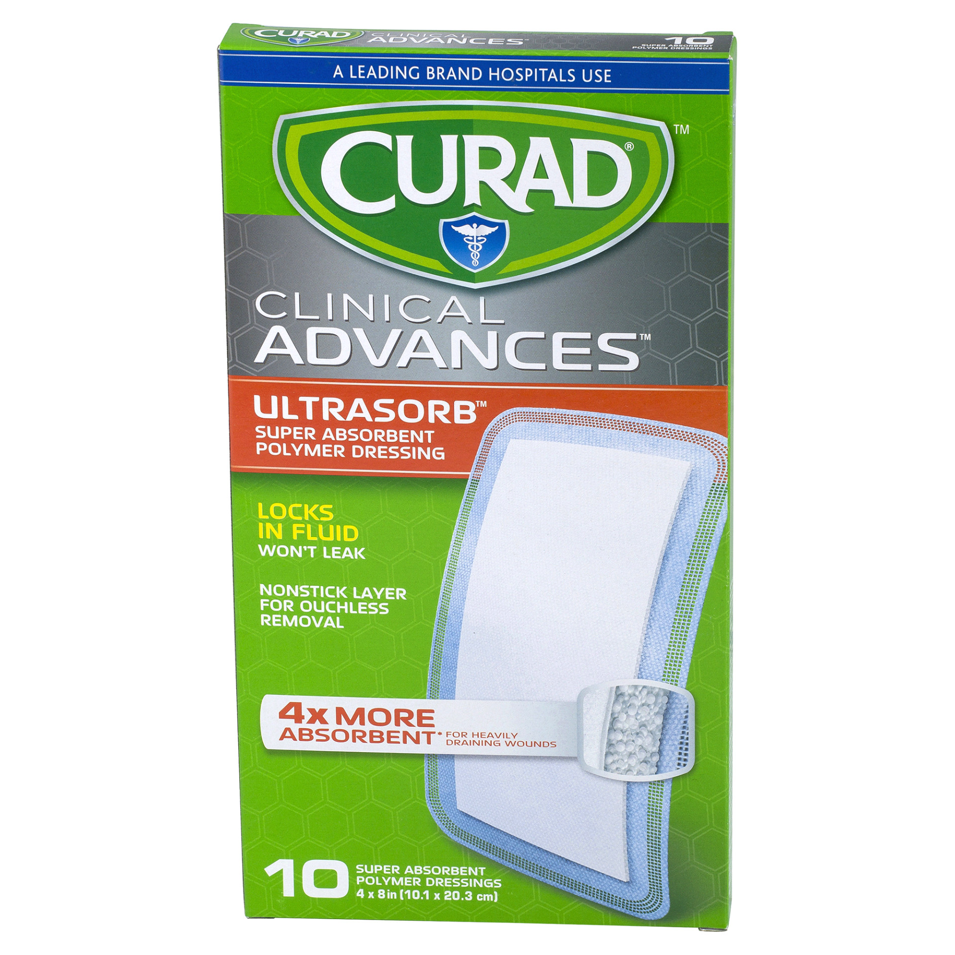 slide 1 of 4, Curad Clinical Advances Ultrasorb Super Absorbent Polymer Dressing, 10 ct