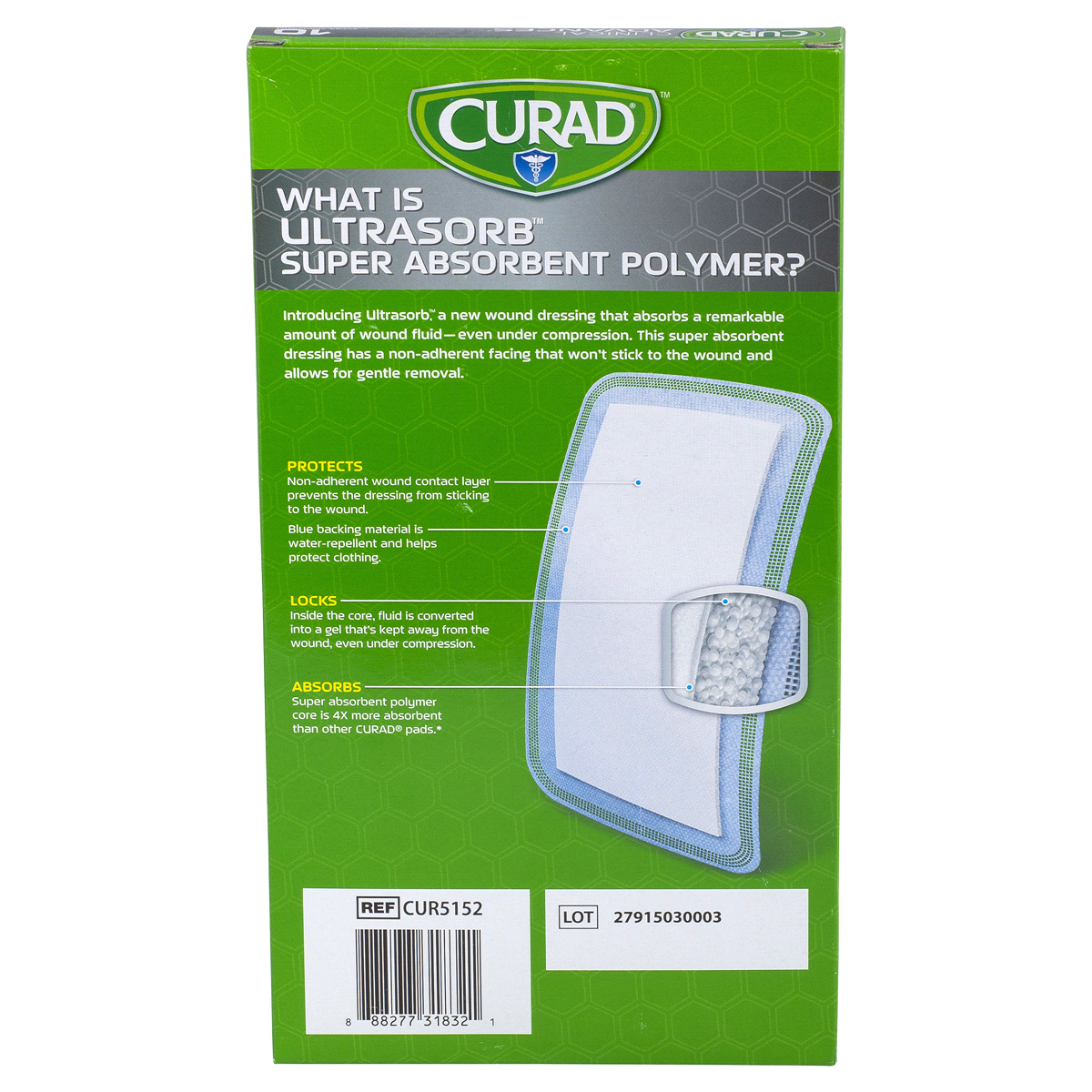 slide 4 of 4, Curad Clinical Advances Ultrasorb Super Absorbent Polymer Dressing, 10 ct