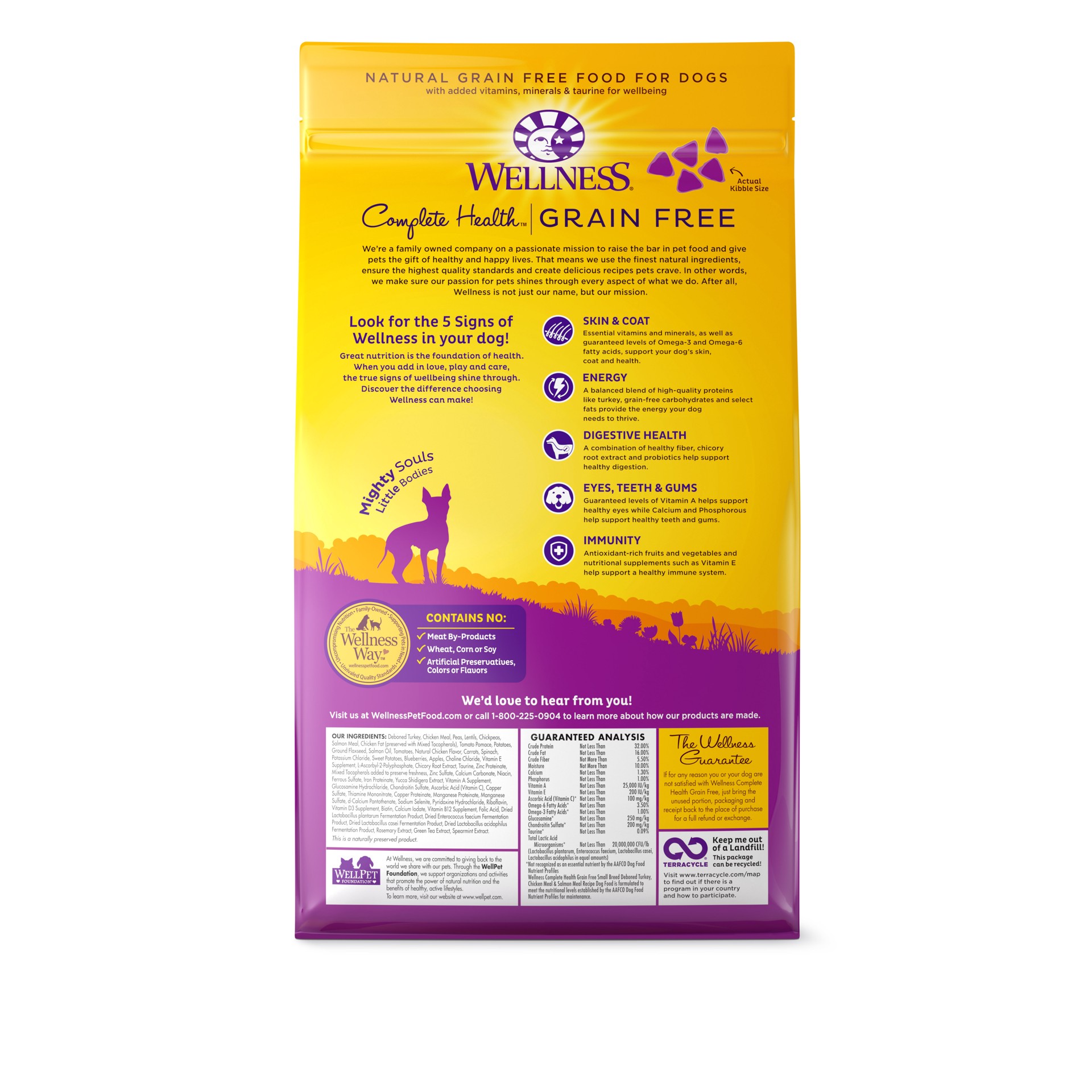 slide 4 of 5, Wellness Complete Health Natural Grain Free Dry Small Breed Dog Food, Turkey, Chicken & Salmon, 4-Pound Bag, 1 ct