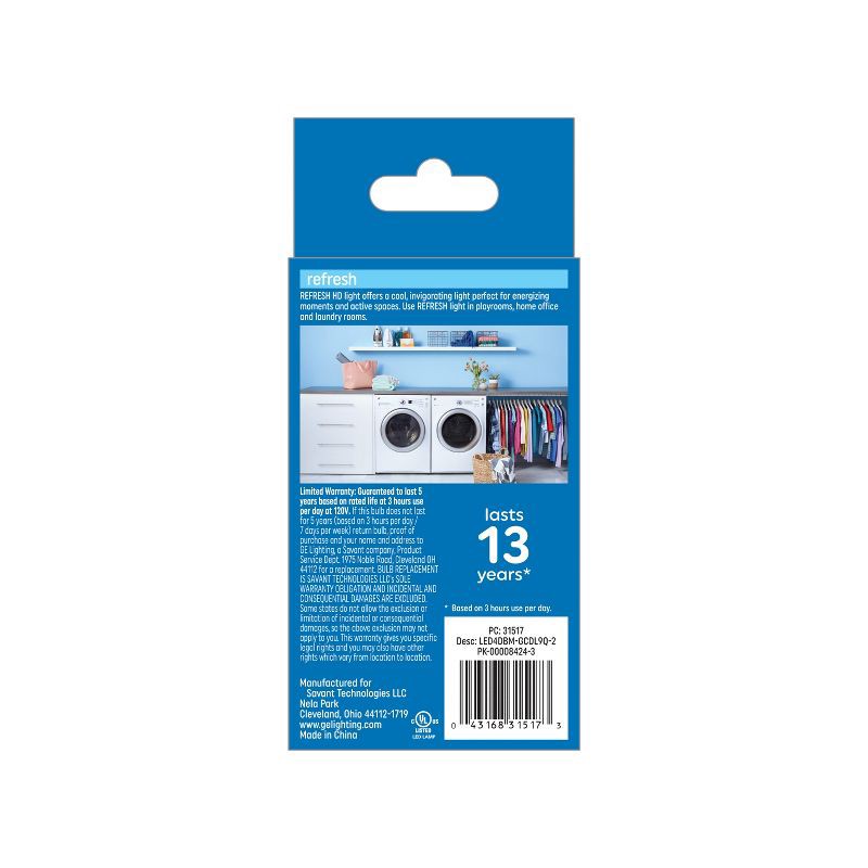 slide 2 of 7, GE Household Lighting GE 2pk 40W Refresh LED Decorative Light Bulbs Daylight, 2 ct
