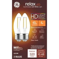GE Household Lighting GE 2pk 40W Relax LED Decorative Light Bulbs Soft White