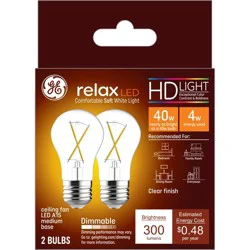 GE Household Lighting GE 2pk 40W Relax A15 LED Ceiling Fan Light Bulbs Clear Soft White