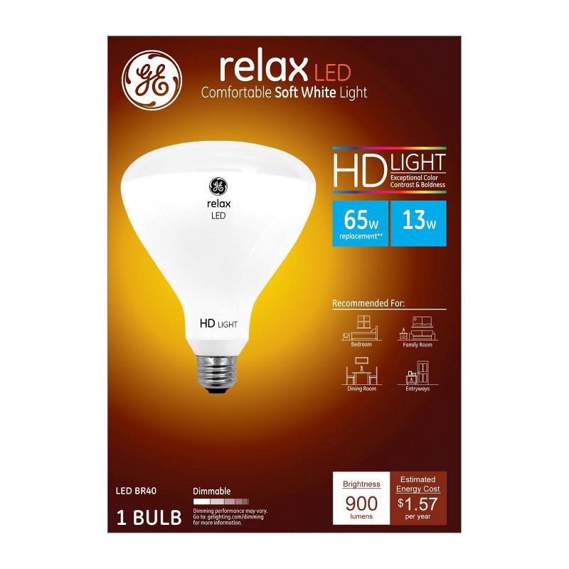 slide 1 of 7, GE Household Lighting GE 65W Relax BR40 LED Indoor Floodlight Bulb Soft White, 1 ct