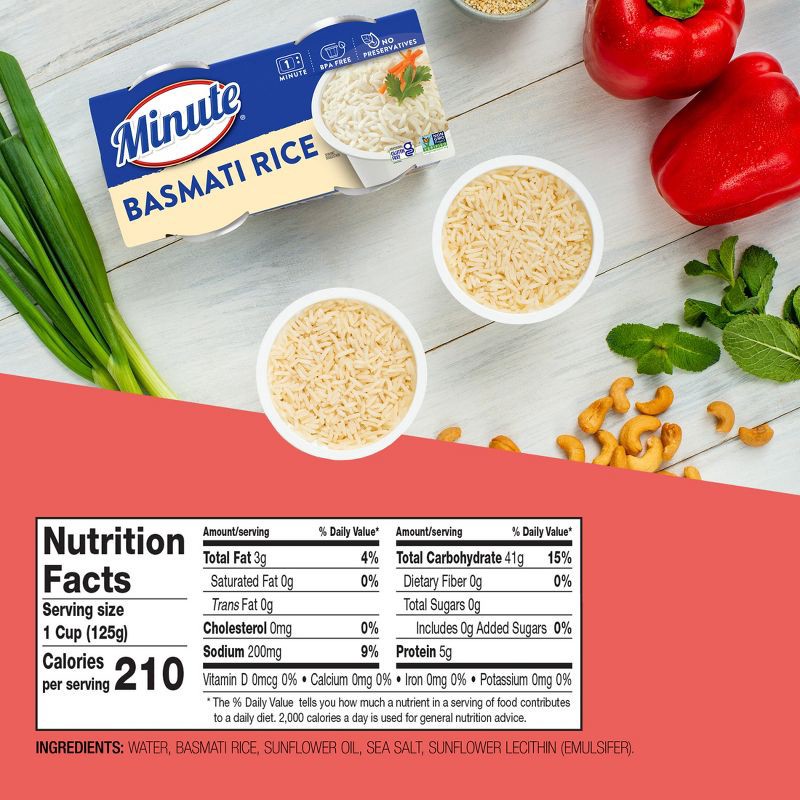 slide 8 of 9, Minute Rice Gluten Free to Serve Basmati Rice Cups - 8.8oz-2ct, 2 ct; 8.8 oz