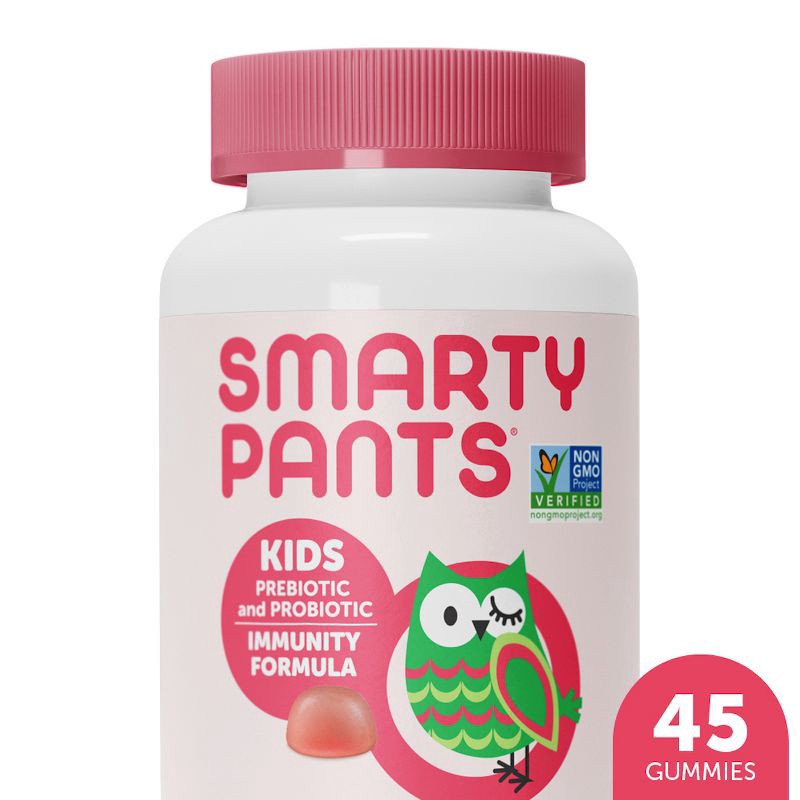 slide 1 of 5, SmartyPants Kids Prebiotic & Probiotic Immunity & Digestive Health Gummy Vitamins - Strawberry Crème - 45 ct, 45 ct