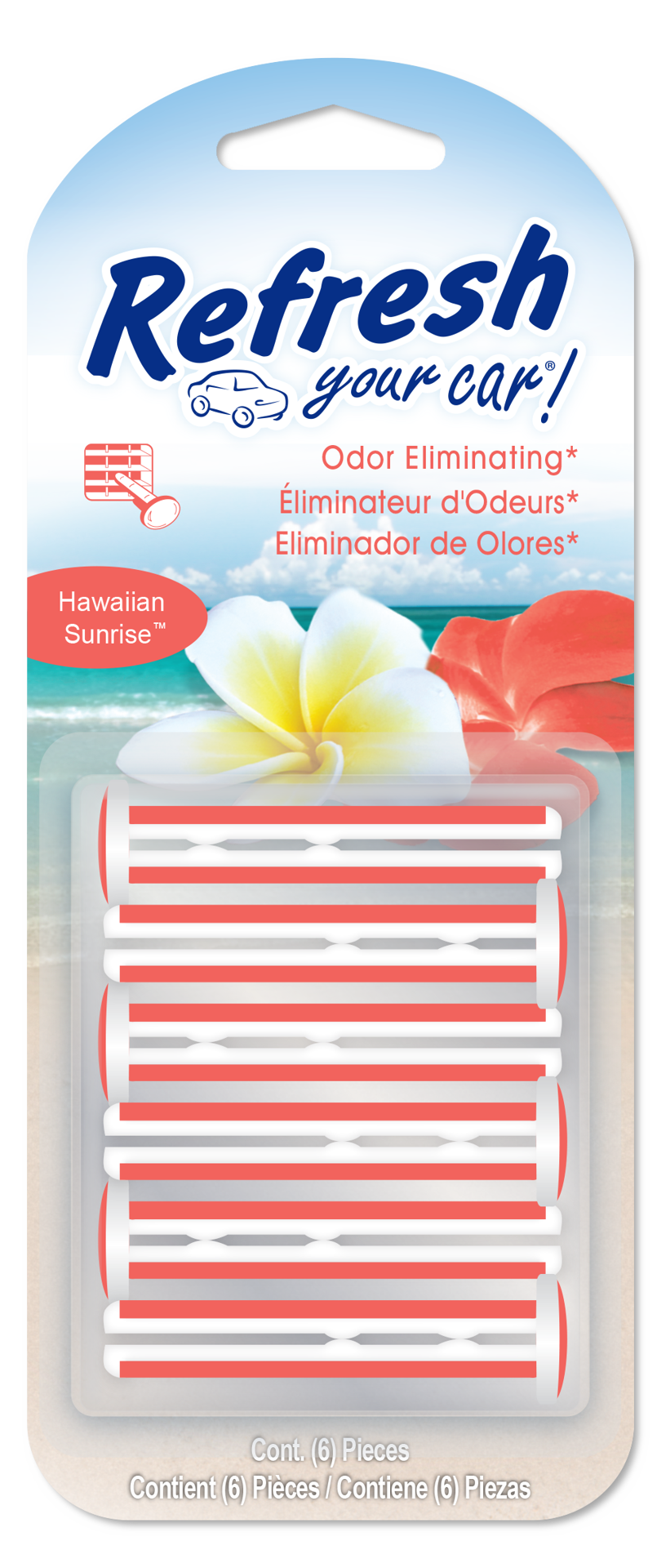 slide 1 of 1, Refresh Your Car! Refresh Hawaiian Sunris Vent Stick Freshener, 6 ct