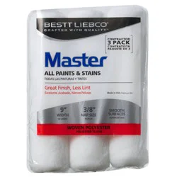 Master 9" x 3/8" Roller Cover: Polyester Paint Applicator, 3-Pack, Paint Rollers for Smooth Finish
