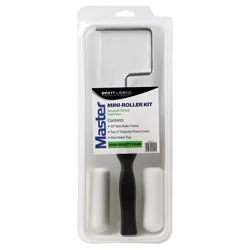 Master Foam Mini Roller Kit: Polyurethane Paint Applicators, 4-Piece Set with Tray &amp; Brushes