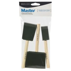 Master 3pc 1&quot; - 3&quot; Foam Paint Brush Set: Polyurethane Sponge Applicators for All Paint Types