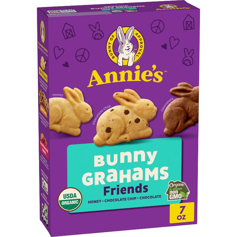 slide 1 of 8, Annie's Organic Friends Bunny Grahams Chocolate Chip & Honey Baked Snacks - 7oz, 7 oz