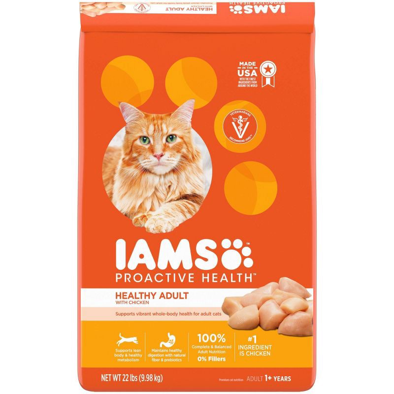 slide 1 of 10, IAMS Proactive Health with Chicken Adult Premium Dry Cat Food - 22lbs, 22 lb