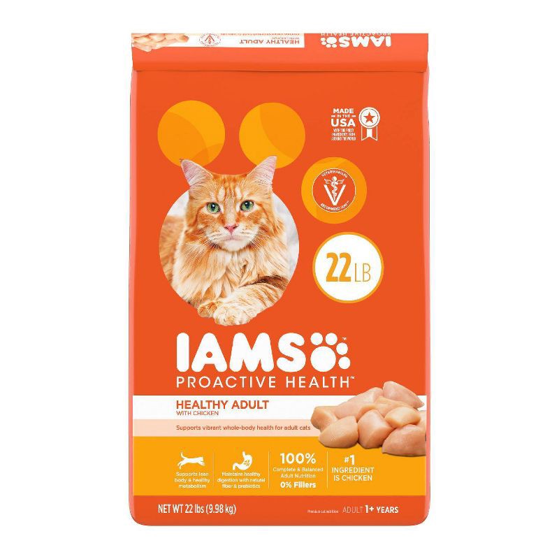 slide 1 of 11, IAMS Proactive Health with Chicken Adult Premium Dry Cat Food - 22lbs, 22 lb