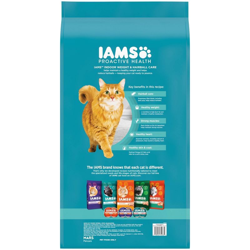 slide 2 of 11, IAMS Proactive Health Indoor Weight Control & Hairball Care with Chicken & Turkey Adult Premium Dry Cat Food - 22lbs, 22 lb