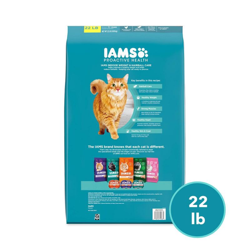 slide 8 of 12, IAMS Proactive Health Weight Control and Hairball Care with Chicken and Turkey Flavor Indoor Dry Cat Food - 22lbs, 22 lb