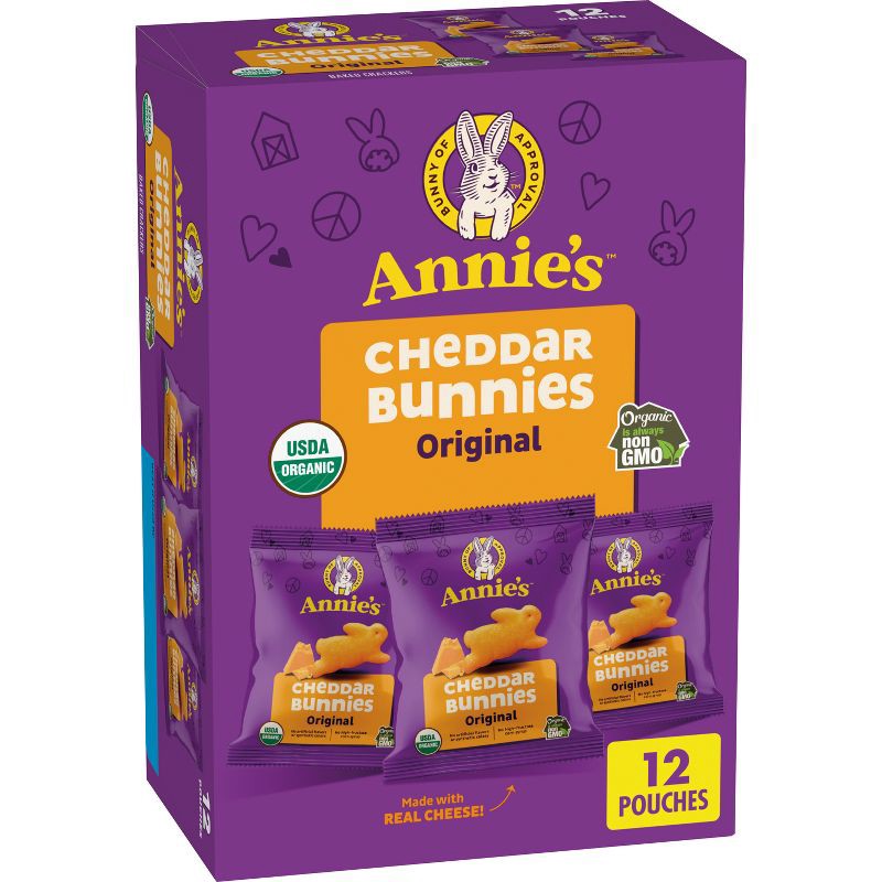slide 1 of 9, Annie's Organic Cheddar Bunnies Baked Snack Crackers - 12oz/12pk, 12 ct; 12 oz