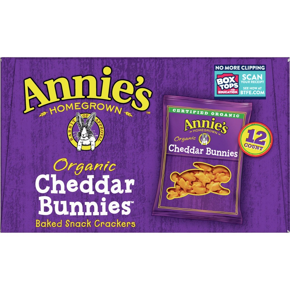 slide 5 of 9, Annie's Organic Cheddar Bunnies Baked Snack Crackers, 12 ct, 12 oz, 12 oz
