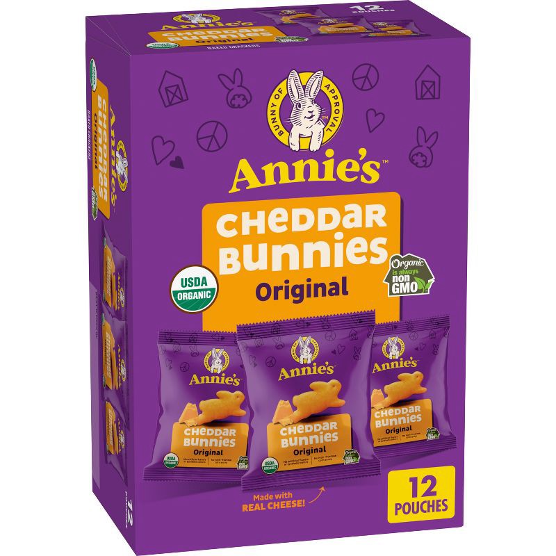 slide 1 of 9, Annie's Organic Cheddar Bunnies Baked Snack Crackers - 12oz/12pk, 12 ct; 12 oz