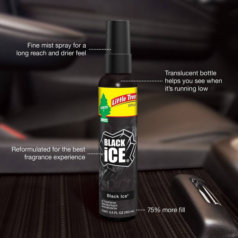 slide 3 of 4, Little Trees 3.5 fl oz Ice Pump Spray Black Ice: Car Freshener Spray, Disposable Air Freshener, Scented Car Supplies, 3.5 fl oz