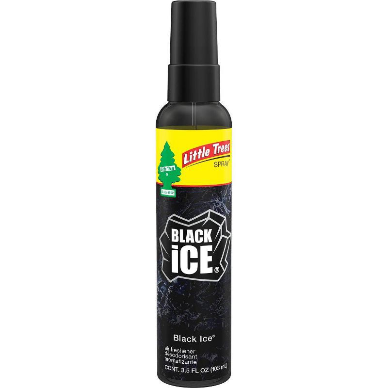 slide 1 of 4, Little Trees 3.5 fl oz Ice Pump Spray Black Ice: Car Freshener Spray, Disposable Air Freshener, Scented Car Supplies, 3.5 fl oz