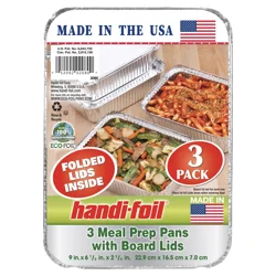 Handi-foil Meal Prep Pans with Board Lids 3 Each