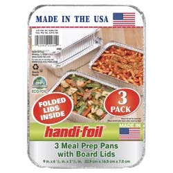 Handi-foil Meal Prep Pans with Board Lids 3 Each