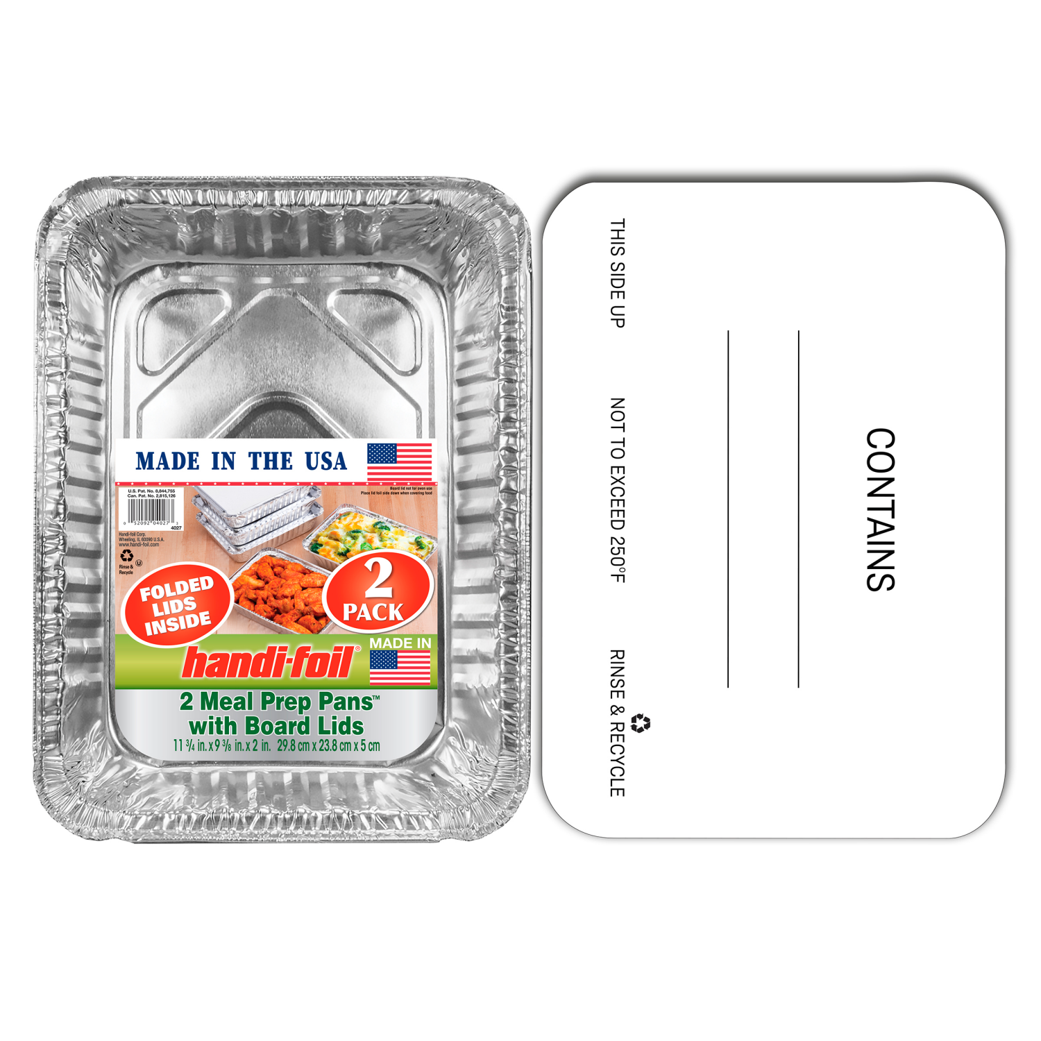 slide 3 of 3, Handi-foil Meal Prep Pans with Board Lids 2 Each, 2 ct