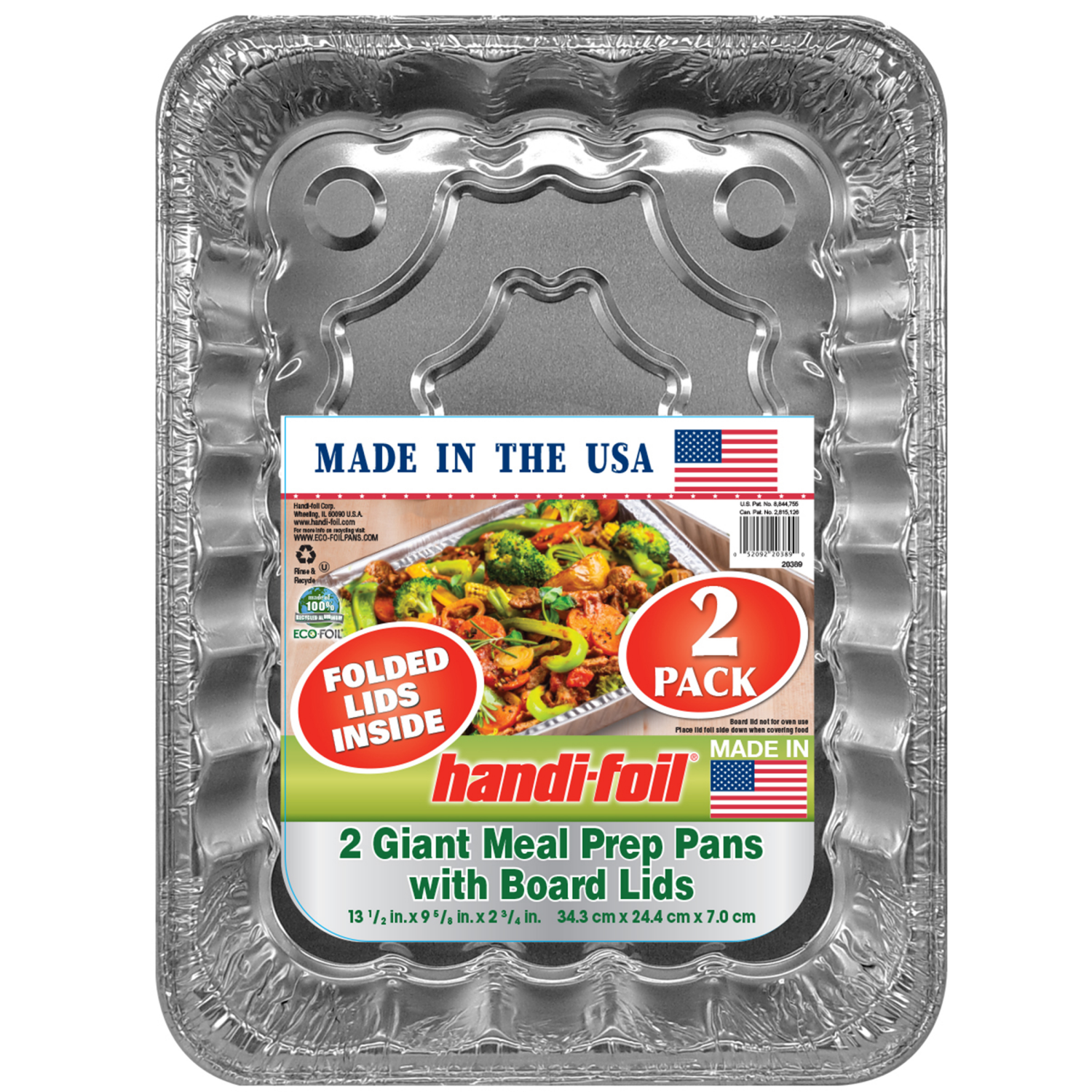 slide 1 of 2, Handi-foil Giant Meal Prep Pans with Board Lids 2 Each, 2 ct
