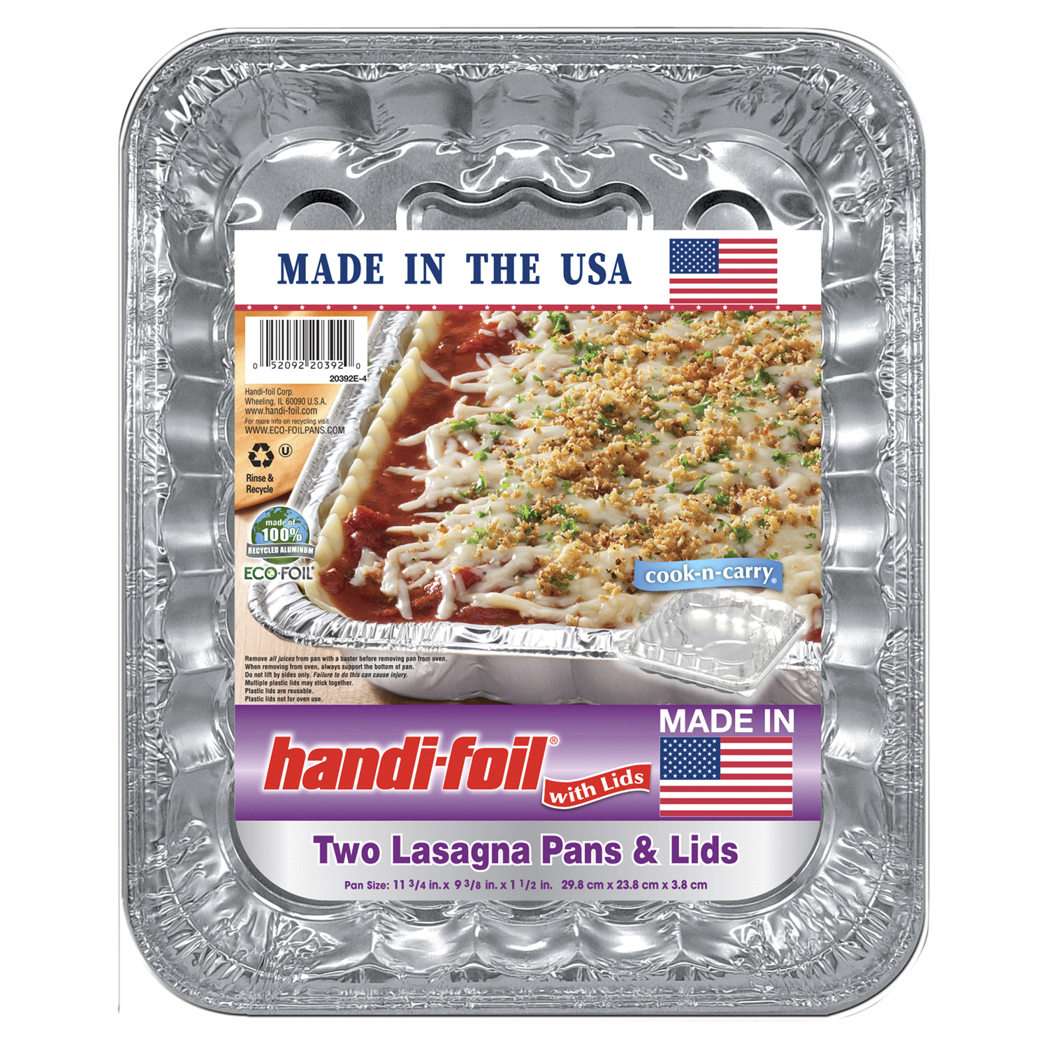 slide 1 of 1, Handi-foil Lasagna Pans & Lids 2 ea, 2 ct
