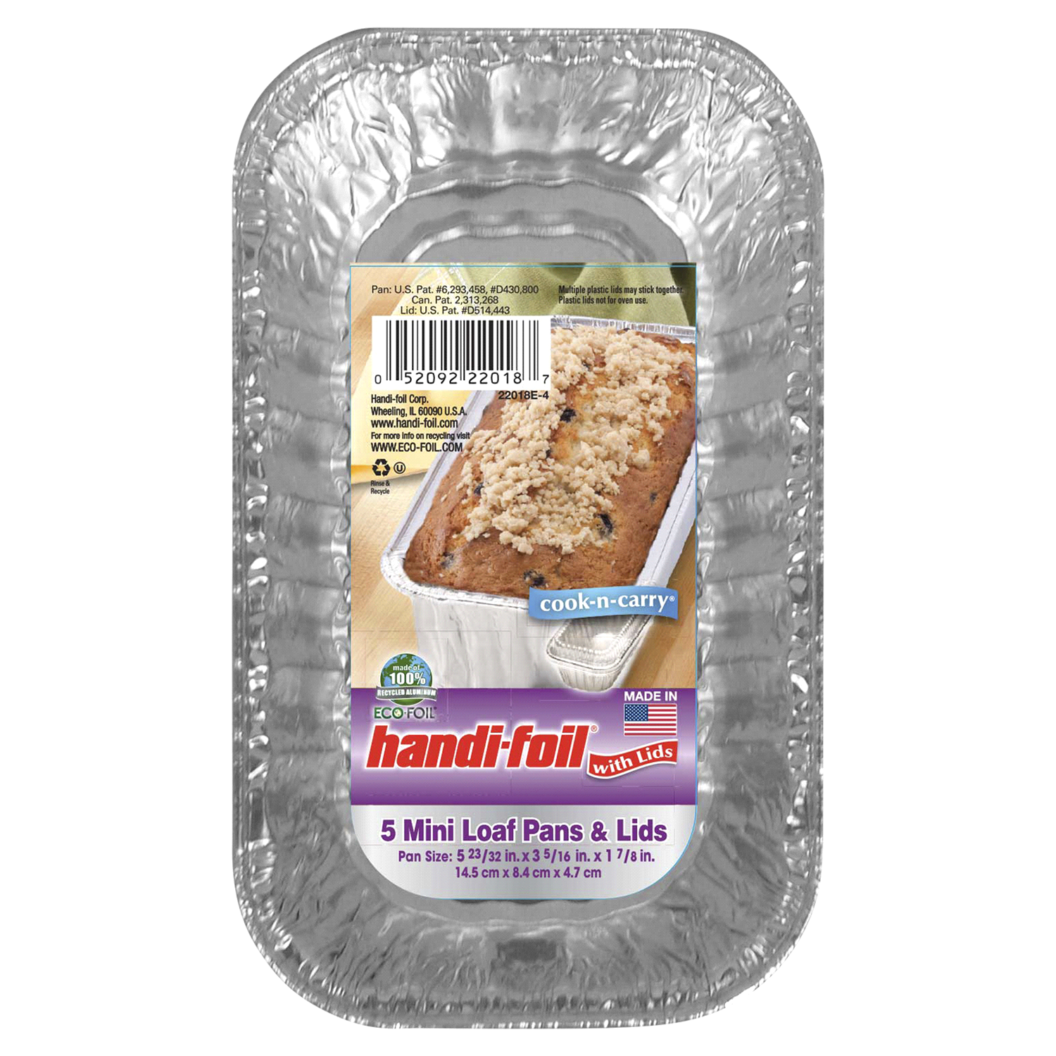 slide 1 of 1, Handi-foil Mini Loaf Pans & Lids 5 Each, 5 ct