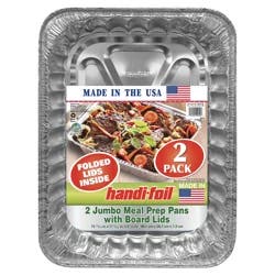 Handi-foil Jumbo Meal Prep Pans with Board Lids 2 Each