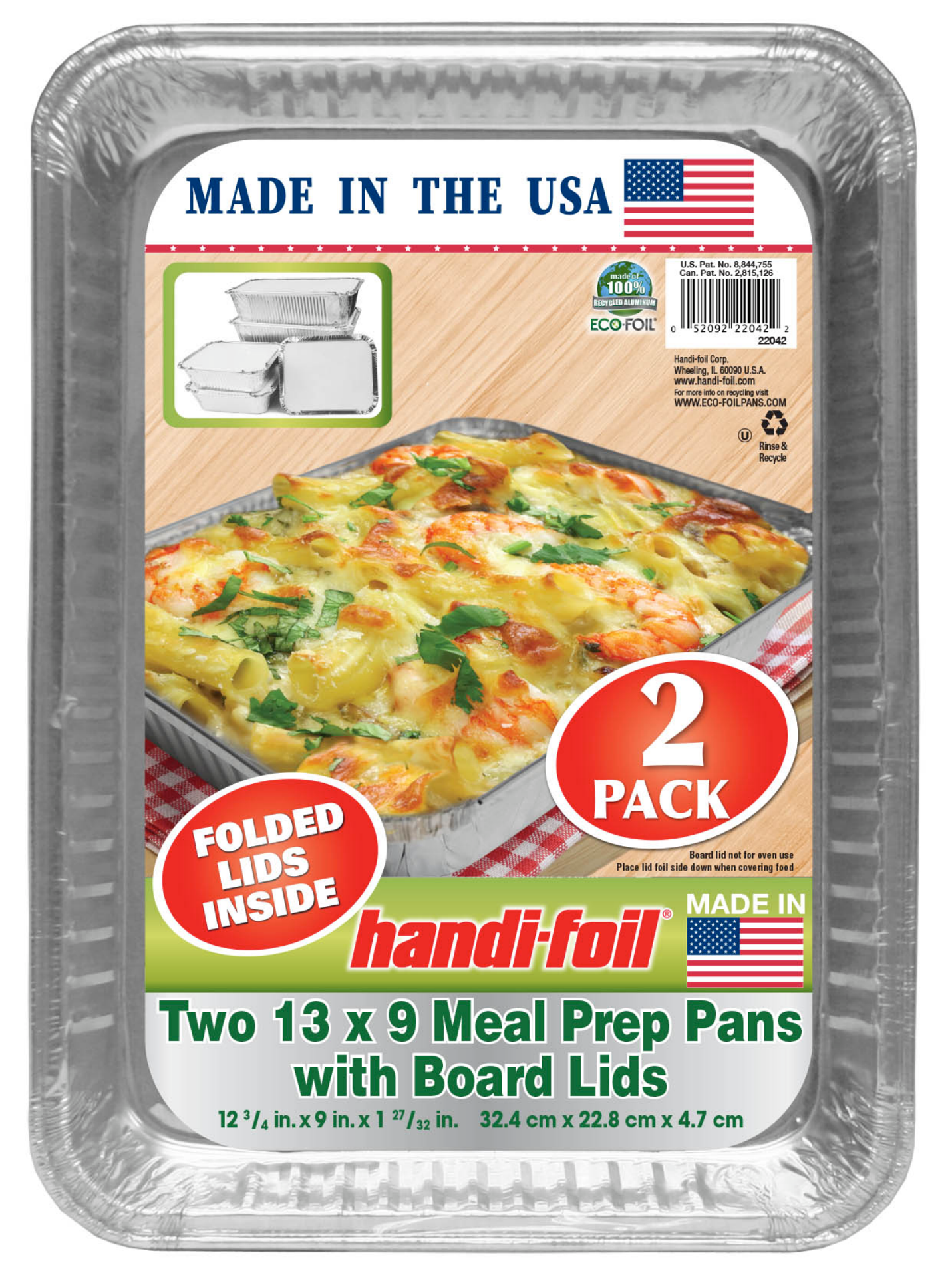 slide 1 of 1, Handi-Foil Meal Prep Pans With Board Lids, 2 ct