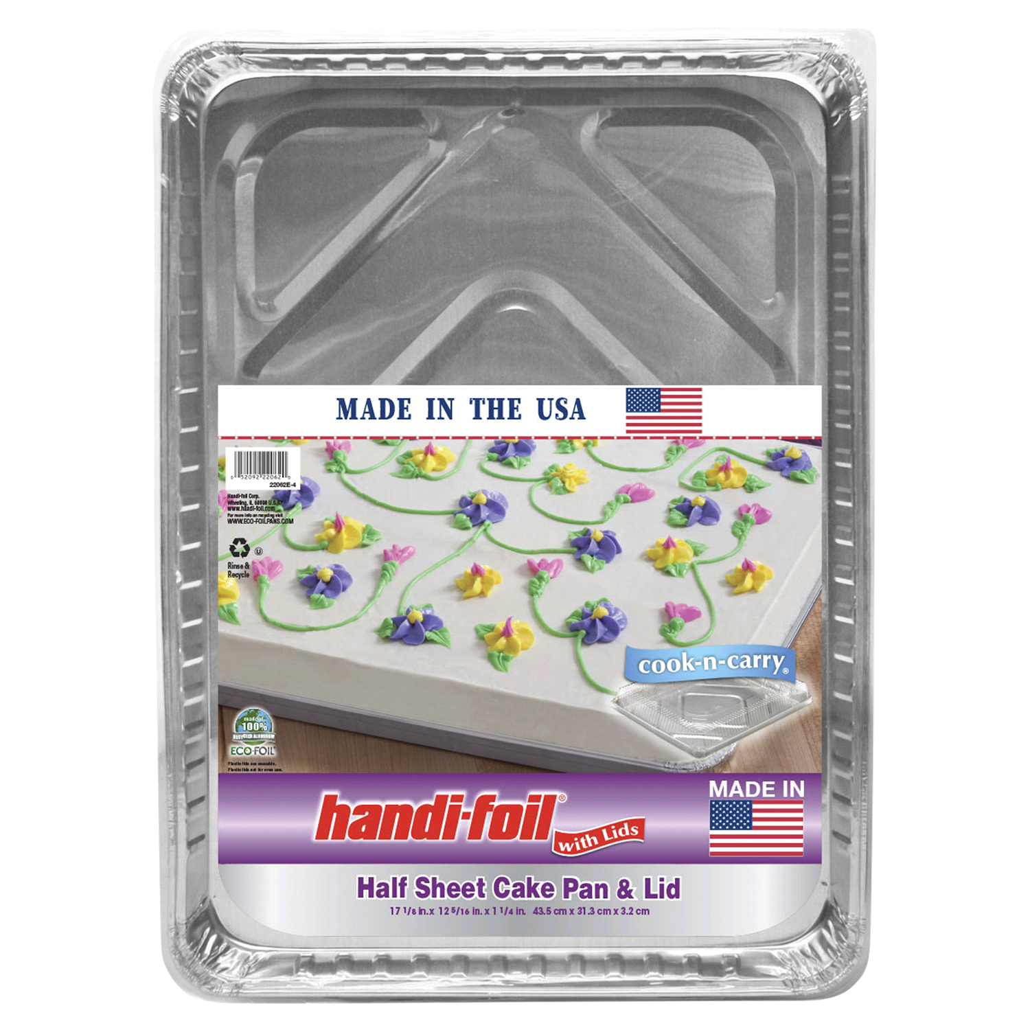 slide 1 of 1, Handi-foil Half Sheet Cake Pan & Lid 1 Each, 1 ct